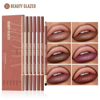 BEAUTY GLAZED Waterproof Matte Lip Liner Pencil Set (6 Pcs) - নিখুঁত ঠোঁটের জন্য আপনার সেরা সঙ্গী!