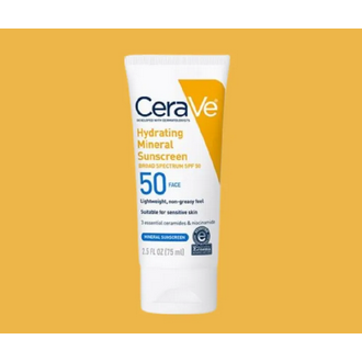 Cerave Hydrating Mineral Sunscreen SPF 50 Face for Sensitive Skin 75ml