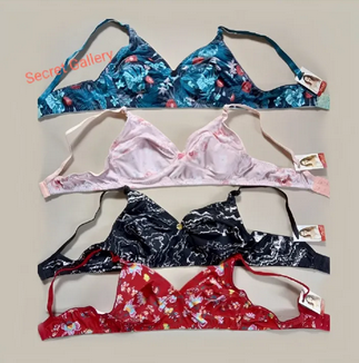 4 Piece Stylish Printed stretchable bra for Women / Multi Colour / Ladies Bra / Cotton