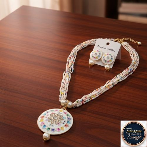 Charming Multicolor Beaded Ethnic Necklace Set