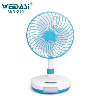 WEIDASI WD-219 Rechargeable 3 Gear Speed Strong Wind Portable Desk Fan With LED Light