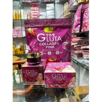 Gluta Collagen Pink Full Face & Body Whitening Combo Set