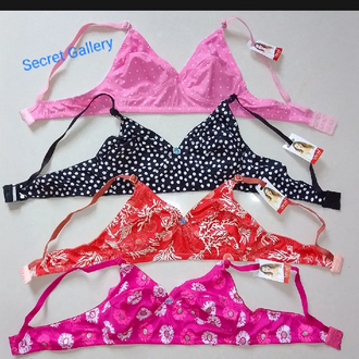 4 Piece Stylish Printed stretchable bra for Women / Multi Colour / Ladies Bra / Cotton
