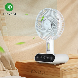 DP 7624 Touch Control Rechargeable 3 Gear Speed Fan with LED Lamp