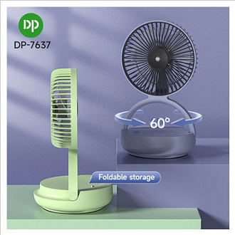 Dp-7637 Rechargeable Automatic Rotating Mini Table Desk Fan With LED Lamp