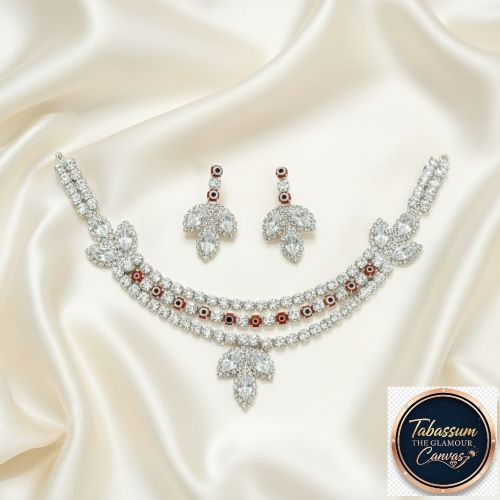 Attractive American Diamond (AD) Necklace Set