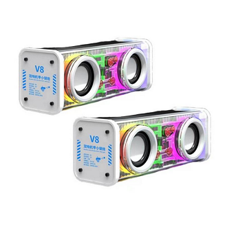 TGS V8 Transparent Mecha Wireless Blue Tooth Speaker Sound Light Rhythm Subwoofer