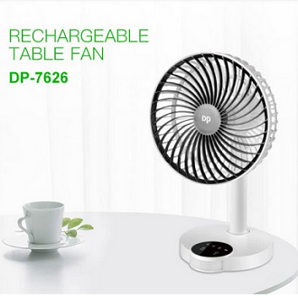 Dp-7626 Rechargeable Automatic Rotating Mini Table Desk Fan With LED Lamp